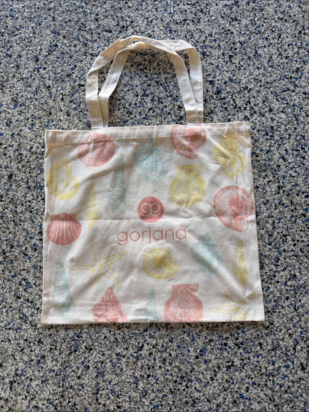 Gorjana Pastel Shell Print Canvas Tote in Pink, Yellow, Mint
